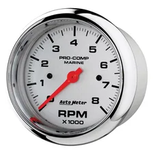 GAUGE; TACHOMETER; 3 3/8in.; 8K RPM; MARINE CHROME image 2