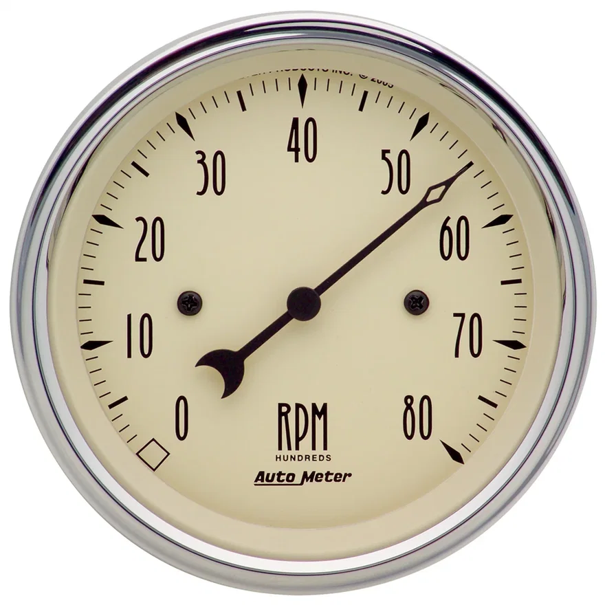 GAUGE; TACHOMETER; 3 3/8in.; 8K RPM; IN-DASH; ANTIQUE BEIGE