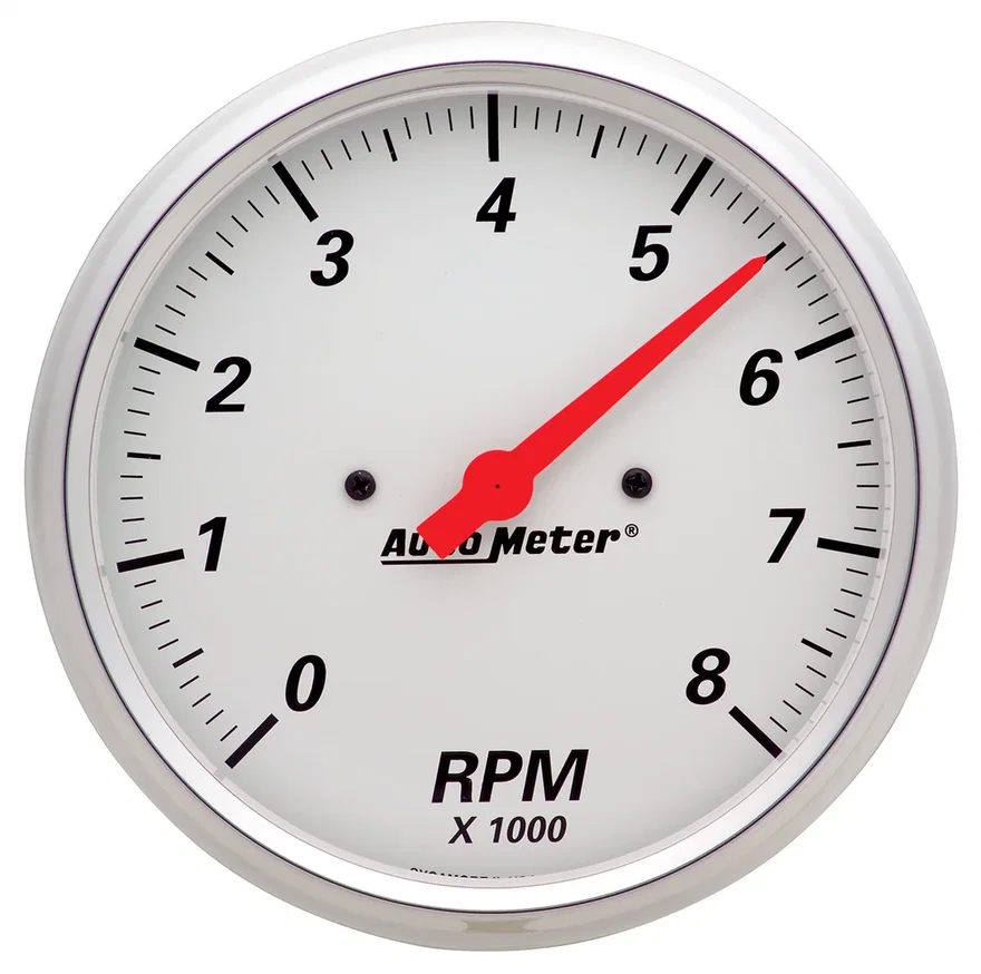 GAUGE; TACHOMETER; 5in.; 8K RPM; IN-DASH; ARCTIC WHITE