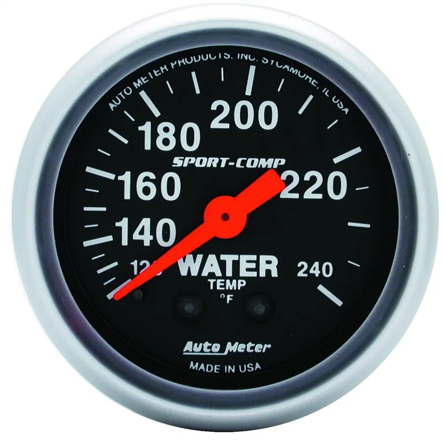 GAUGE; WATER TEMP; 2 1/16in.; 120-240deg.F; MECHANICAL; 12FT.; SPORT-COMP