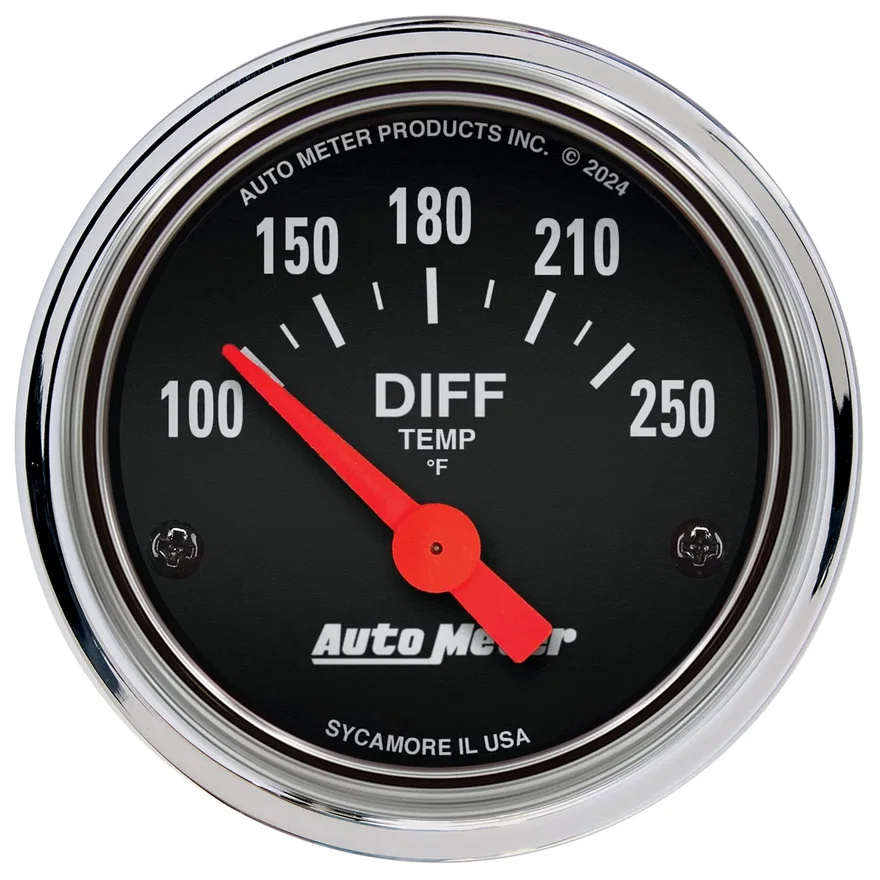 GAUGE; DIFFERENTIAL TEMP; 2 1/16in.; 100-250deg.F; ELECTRIC; TRADITIONAL CHROME