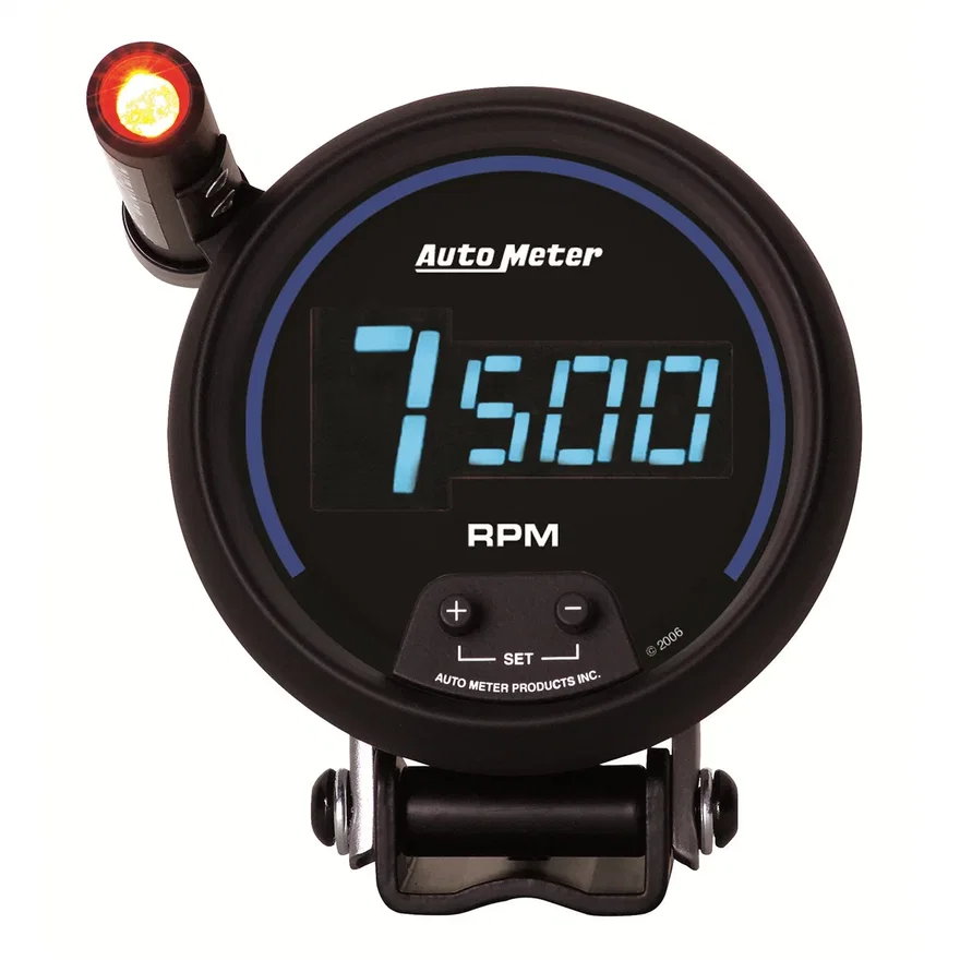 GAUGE; TACH; 3 3/4in.; 10K RPM; PEDESTAL W/QUICK-LITE; DIGITAL; BLK W/BLUE LED