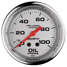 GAUGE; OIL PRESSURE; 2 5/8in.; 100PSI; MECHANICAL; MARINE CHROME image 1