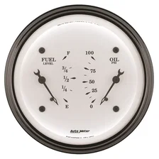 GAUGE; DUAL; FUEL/OILP; 3 3/8in.; 0OE-90OF/100PSI; ELEC; OLD TYME WHITE image 2