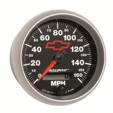 GAUGE; SPEEDOMETER; 3 3/8in.; 160MPH; ELEC. PROGRAMMABLE; CHEVY RED BOWTIE; BLAC image 5