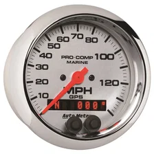 GAUGE; SPEEDOMETER; 3 3/8in.; 140MPH; GPS; MARINE CHROME image 3