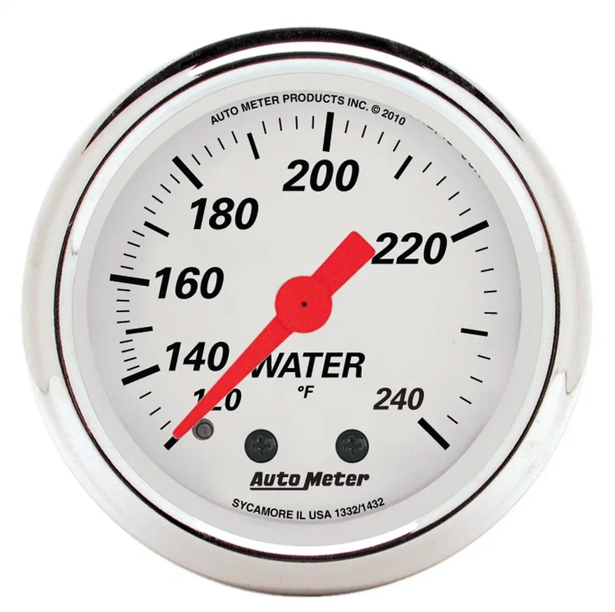 GAUGE; WATER TEMP; 2 1/16in.; 120-240deg.F; MECH; ARCTIC WHITE