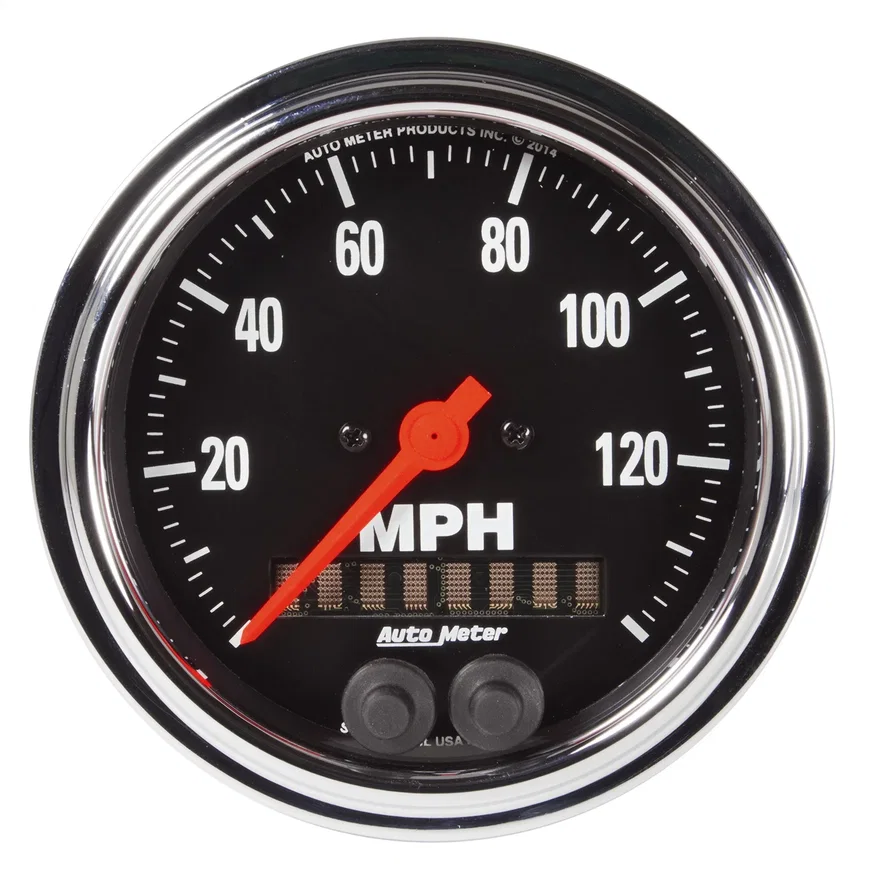 GAUGE; SPEEDOMETER; 3 3/8in.; 140MPH; GPS; TRADITIONAL CHROME