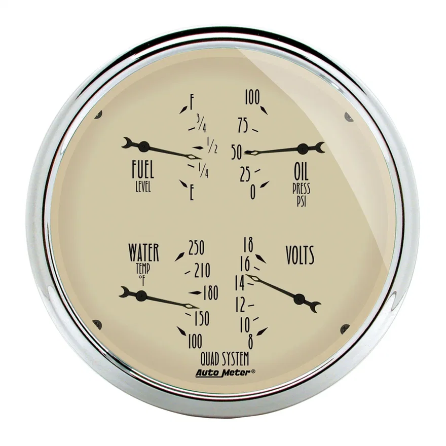 GAUGE; QUAD; 5in.; 0OE-90OF; ELEC; ANTIQUE BEIGE