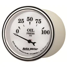 GAUGE; OIL PRESS; 2 1/16in.; 100PSI; ELEC; OLD TYME WHITE II image 2