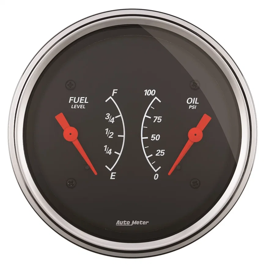 GAUGE; DUAL; FUEL/OILP; 3 3/8in.; 0OE-90OF/100PSI; ELEC; DESIGNER BLACK