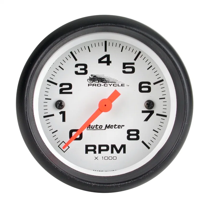 GAUGE; TACH; 2 5/8in.; 8K RPM; 2/4 CYLINDER; WHITE; PRO-CYCLE