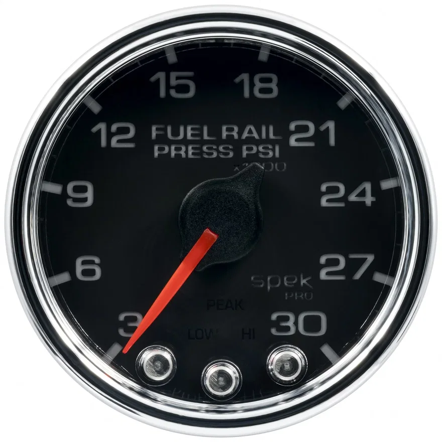 GAUGE; RAIL PRESS; 2 1/16in.; 30KPSI; STEPPER MOTOR W/PEAK/WARN; BLK/CHRM; SPEK