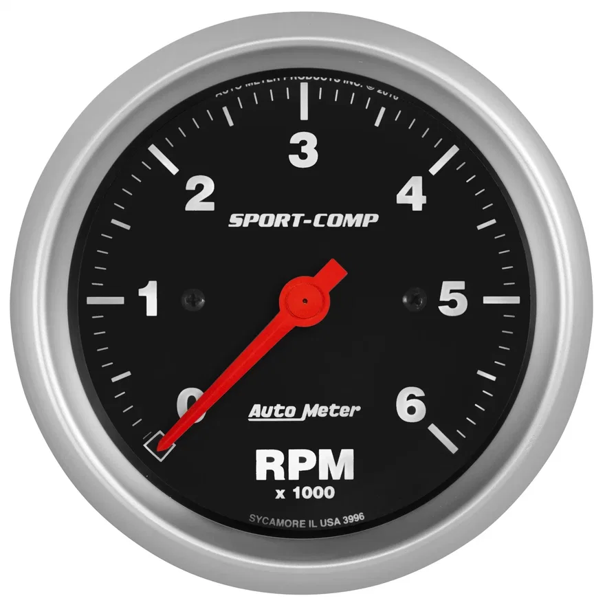 GAUGE; TACHOMETER; 3 3/8in.; 6K RPM; IN-DASH; SPORT-COMP