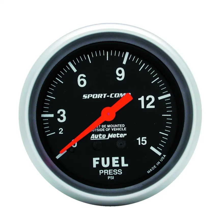 GAUGE; FUEL PRESSURE; 2 5/8in.; 15PSI; MECHANICAL; SPORT-COMP