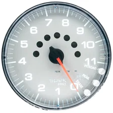 GAUGE; TACHOMETER; 5in.; 11K RPM; W/SHIFT LIGHT/PEAK MEM; SILVER/CHROME; SPEK image 2