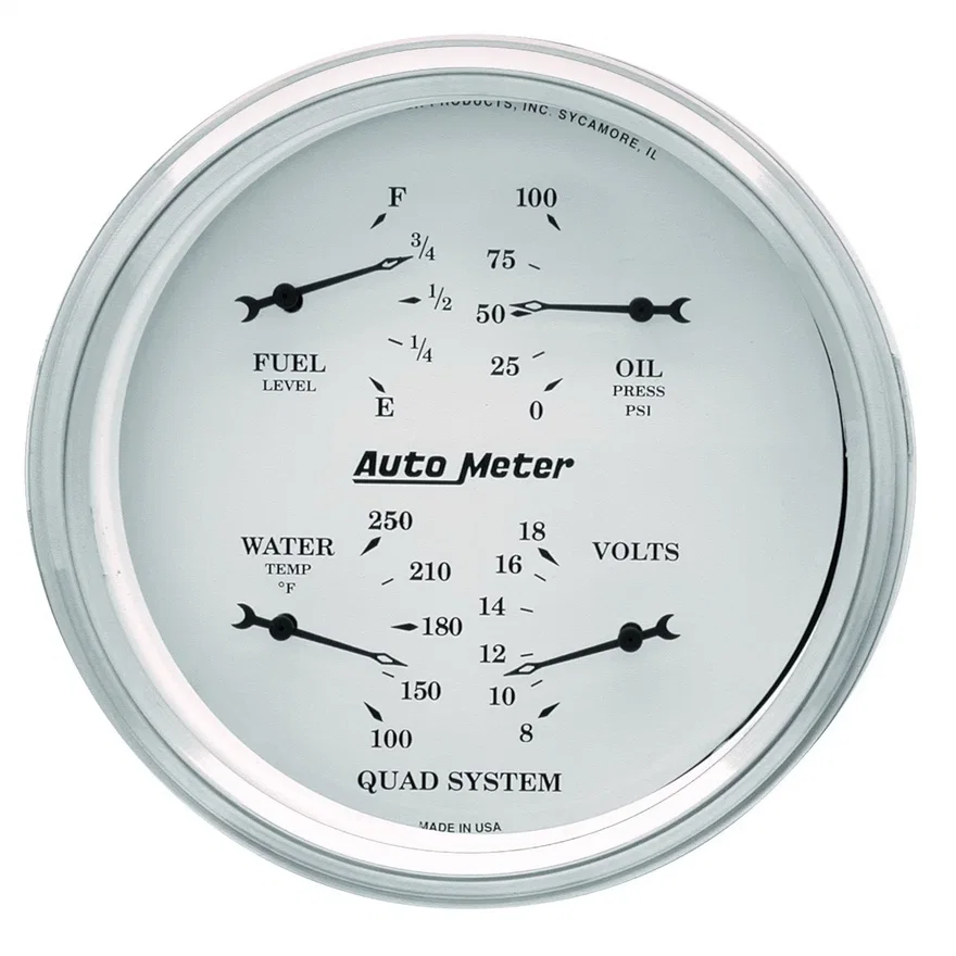 GAUGE; QUAD; 5in.; 0OE-90OF; ELEC; OLD TYME WHITE