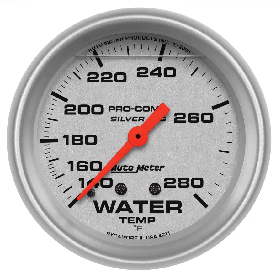 GAUGE; WATER TEMP; 2 5/8in.; 140-280deg.F; LIQUID FILLED MECH; ULTRA-LITE