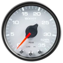 GAUGE; BOOST; 2 1/16in.; 35PSI; STEPPER MOTOR W/PEAK/WARN; WHITE/BLACK; SPEK-PRO image 3
