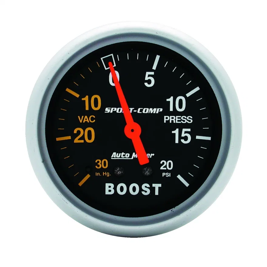 GAUGE; VAC/BOOST; 2 5/8in.; 30INHG-20PSI; MECHANICAL; SPORT-COMP