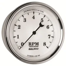 GAUGE; TACHOMETER; 3 3/8in.; 8K RPM; IN-DASH; OLD TYME WHITE II image 5