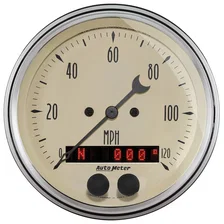 GAUGE; SPEEDOMETER; 3 3/8in.; 120MPH; GPS; ANTIQUE BEIGE image 1