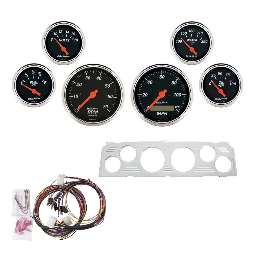 DIRECT FIT DASH KIT; CHEVY TRUCK 64-66; TACH/MPH/FUEL/OILP/WTMP/VOLT; DB