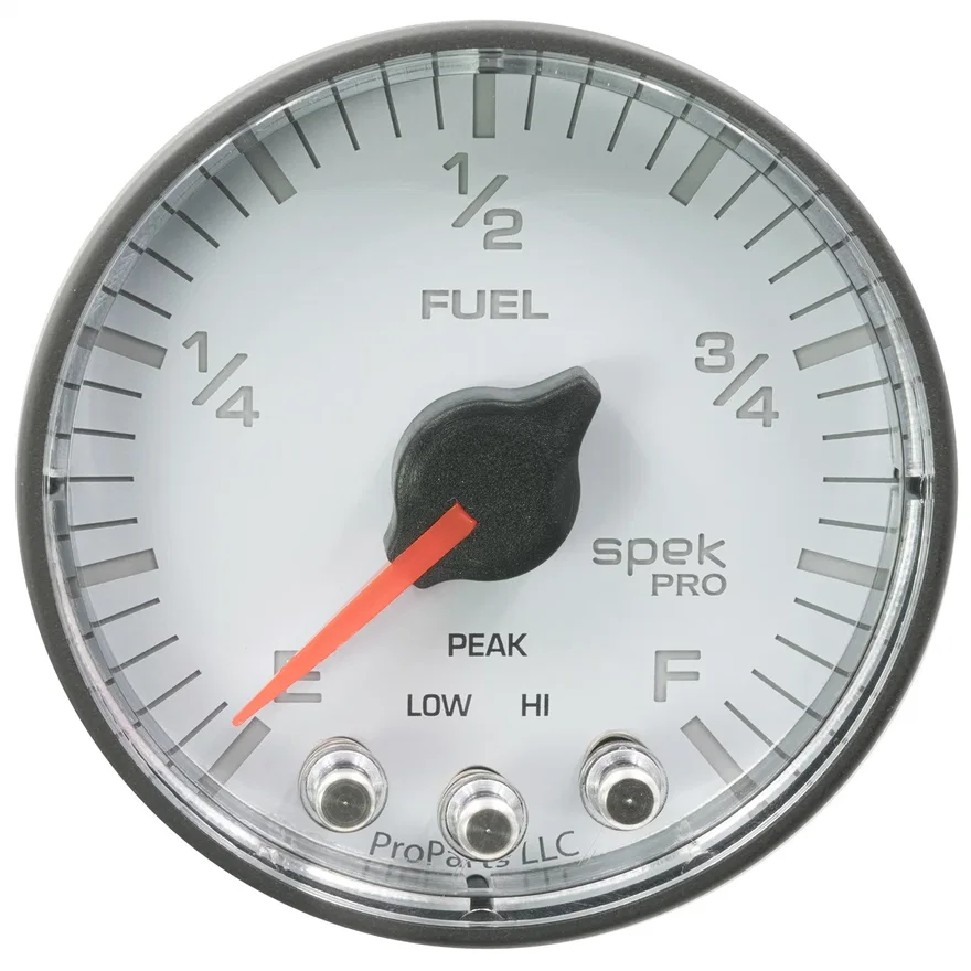GAUGE; FUEL LEVEL; 2 1/16in.; 0-270O PROGRAMMABLE; WHT/BLK; SPEK-PRO