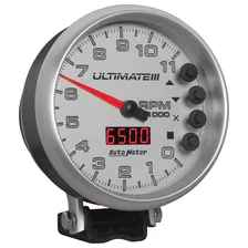 GAUGE; TACH; 5in.; 11K RPM; PEDESTAL; DATALOGGING; ULTIMATE III PLAYBACK; SILVER image 5