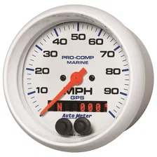 GAUGE; SPEEDOMETER; 3 3/8in.; 100MPH; GPS; MARINE WHITE image 2