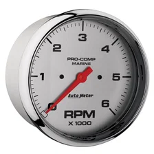 GAUGE; TACHOMETER; 5in.; 6K RPM; MARINE CHROME image 3