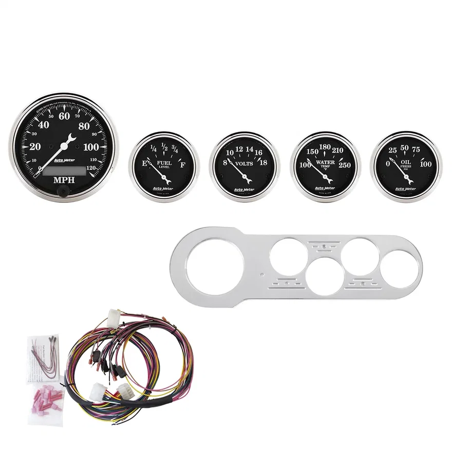 DIRECT FIT DASH KIT; CHEVY CAR 53-54; MPH/FUEL/OILP/WTMP/BAT; OTB