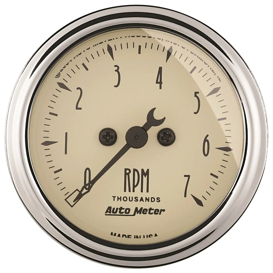 GAUGE; TACHOMETER; 2 1/16in.; 7K RPM; IN-DASH; ANTIQUE BEIGE