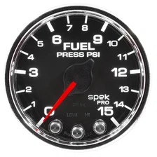 GAUGE; FUEL PRESS; 2 1/16in.; 15PSI; STEPPER MOTOR W/PEAK/WARN; BLK/CHRM; SPEK image 2