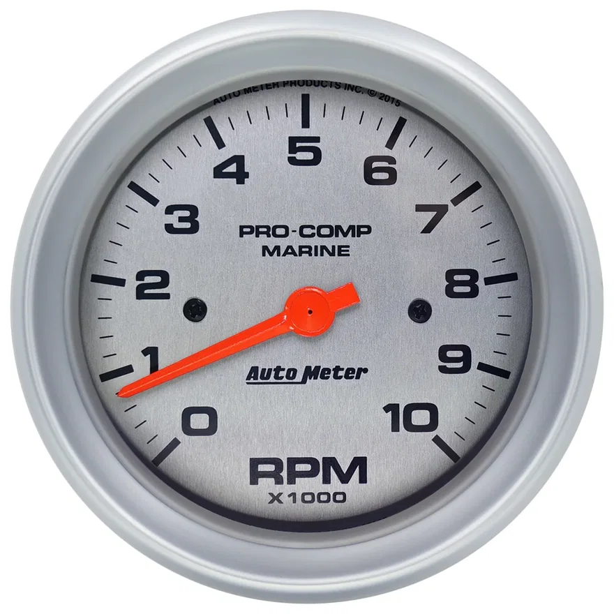 GAUGE; TACHOMETER; 3 3/8in.; 10K RPM; MARINE SILVER