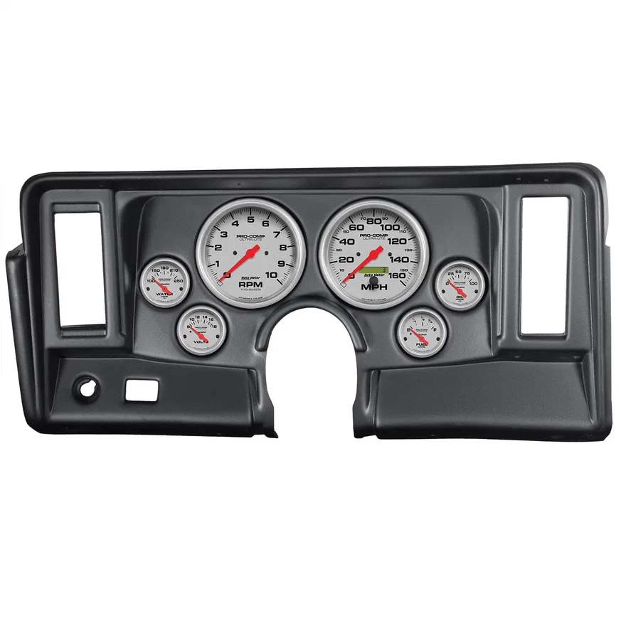 DIRECT FIT DASH KIT; NOVA 69-76; TACH/MPH/FUEL/OILP/WTMP/VOLT; ULTRA-LITE