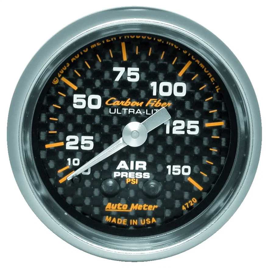 GAUGE; AIR PRESSURE; 2 1/16in.; 150PSI; MECHANICAL; CARBON FIBER