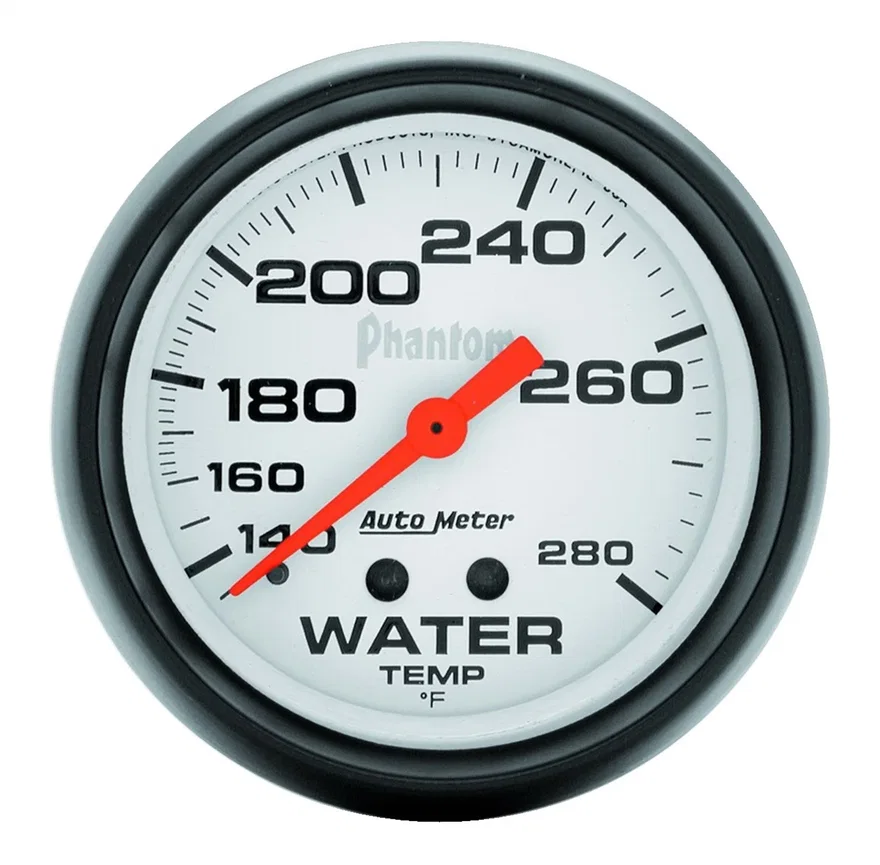 GAUGE; WATER TEMP; 2 5/8in.; 140-280deg.F; MECHANICAL; PHANTOM