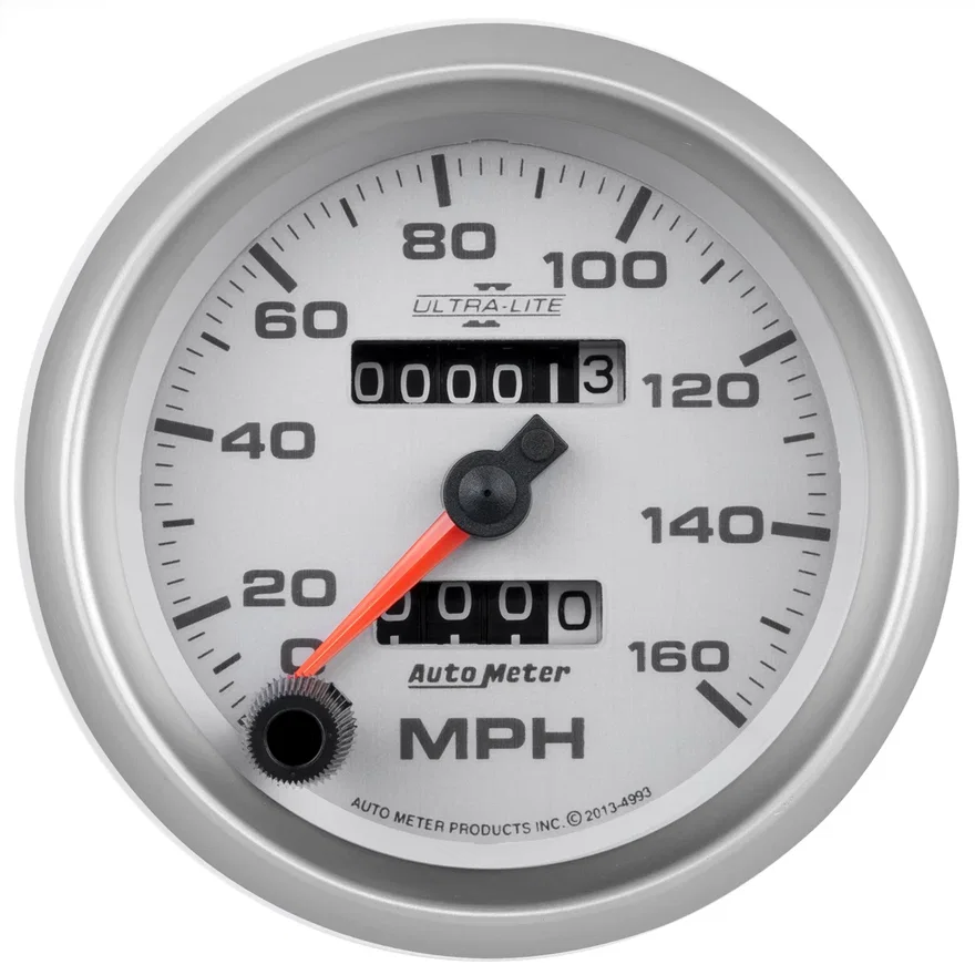 GAUGE; SPEEDOMETER; 3 3/8in.; 160MPH; MECHANICAL; ULTRA-LITE II