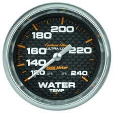 GAUGE; WATER TEMP; 2 5/8in.; 120-240deg.F; MECHANICAL; CARBON FIBER image 1