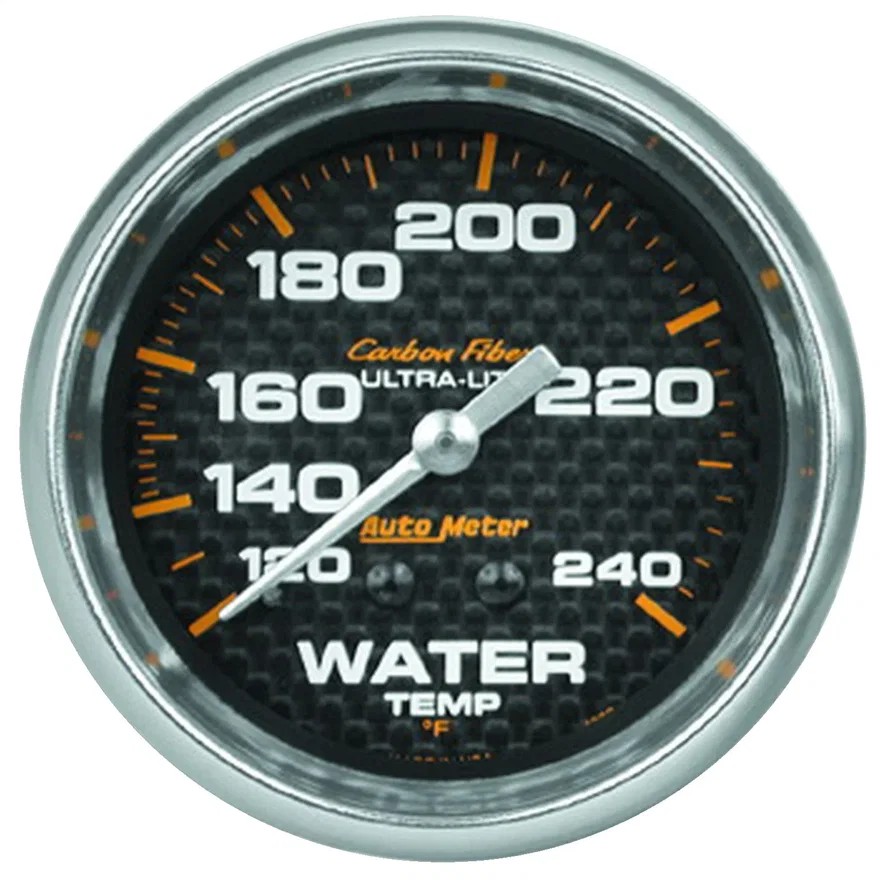 GAUGE; WATER TEMP; 2 5/8in.; 120-240deg.F; MECHANICAL; CARBON FIBER