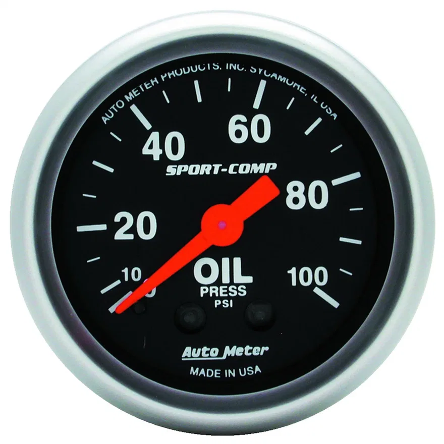 GAUGE; OIL PRESSURE; 2 1/16in.; 100PSI; MECHANICAL; SPORT-COMP