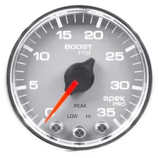 GAUGE; BOOST; 2 1/16in.; 35PSI; STEPPER MOTOR W/PEAK/WARN; SLVR/CHRME; SPEK-PRO image 3