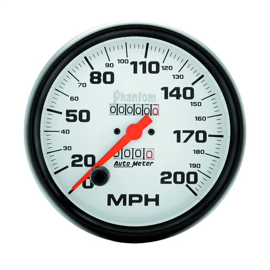 GAUGE; SPEEDOMETER; 5in.; 200MPH; MECHANICAL; PHANTOM