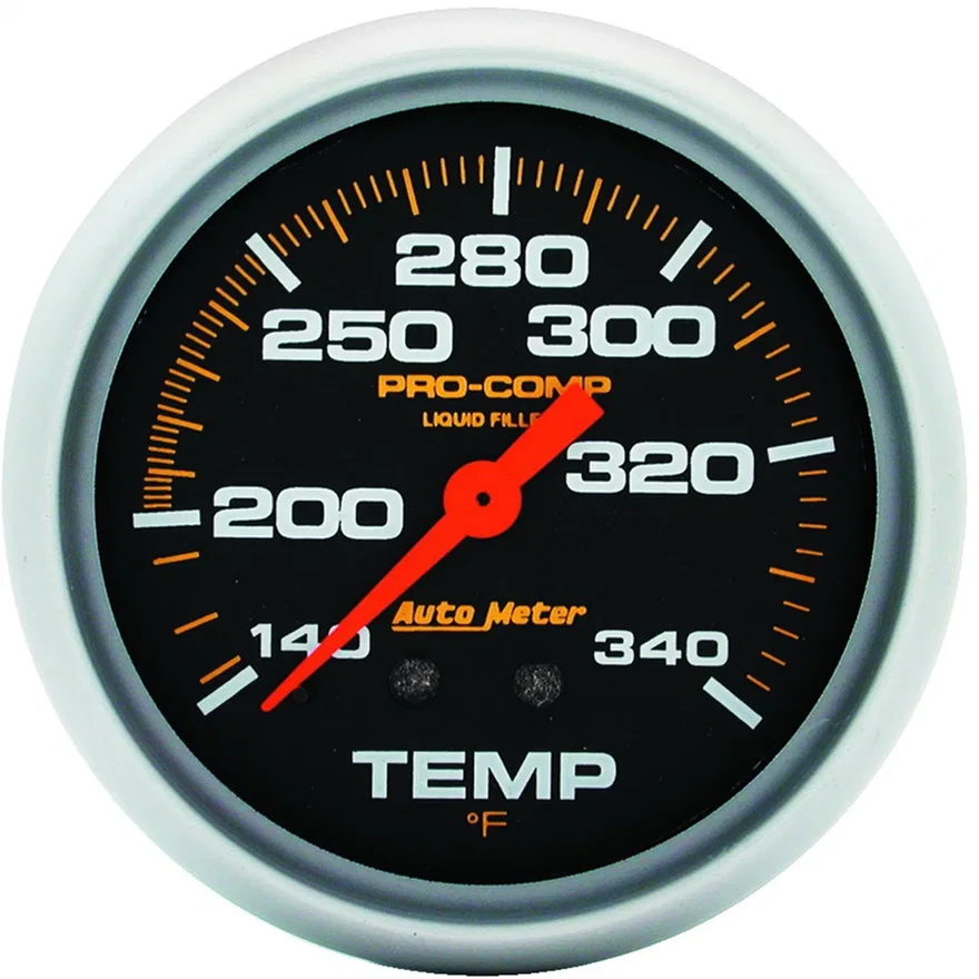 GAUGE; TEMPERATURE; 2 5/8in.; 140-280deg.F; LIQUID FILLED MECH; 8FT.; PRO-COMP