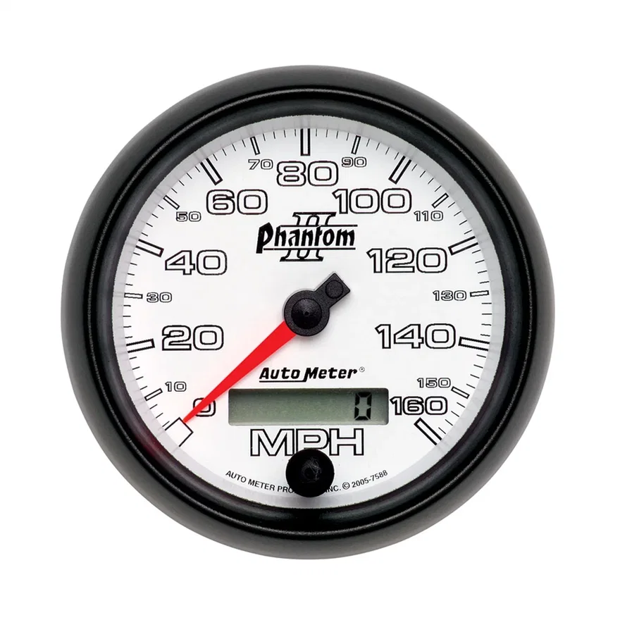 GAUGE; SPEEDOMETER; 3 3/8in.; 160MPH; ELEC. PROGRAMMABLE; PHANTOM II