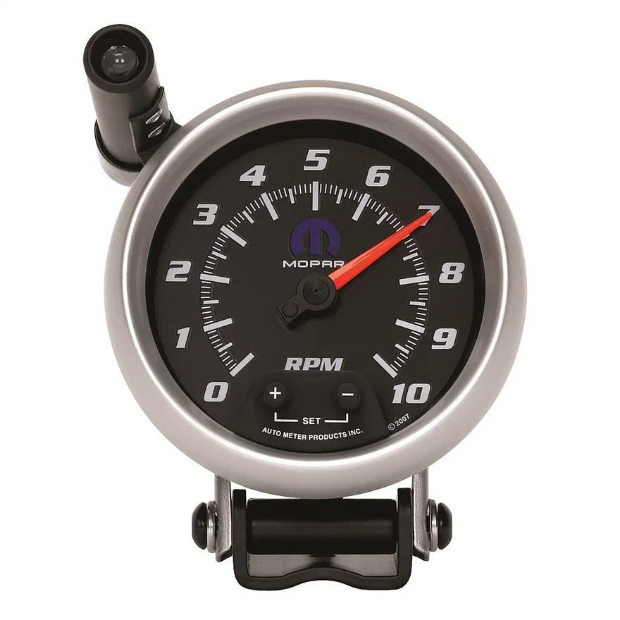 GAUGE; TACH; 3 3/4in.; 10K RPM; PEDESTAL W/EXT. QUICK-LITE; BLACK; MOPAR