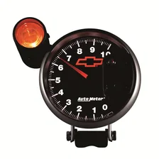 GAUGE; TACHOMETER; 5in.; 10K RPM; PEDESTAL W/EXT. SHIFT-LITE; CHEVY RED BOWTIE; image 4