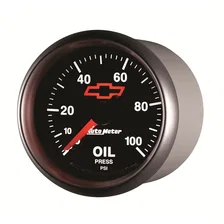 GAUGE; OIL PRESSURE; 2 1/16in.; 100PSI; DIGITAL STEPPER MOTOR; CHEVY RED BOWTIE; image 2