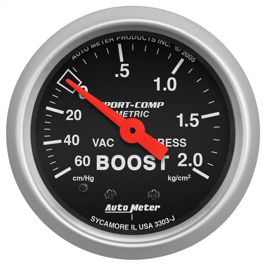 GAUGE; VAC/BOOST; 2 1/16in.; 60CMHG-2.1KG/CM2; MECHANICAL; SPORT-COMP